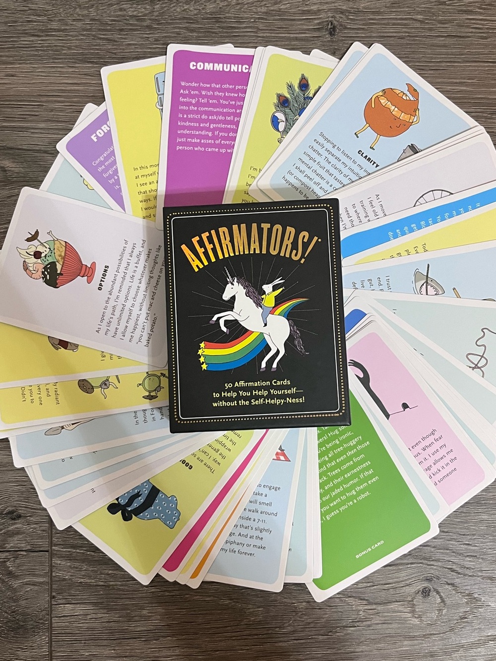 Affirmation Card Deck - Black Cover with Rainbow